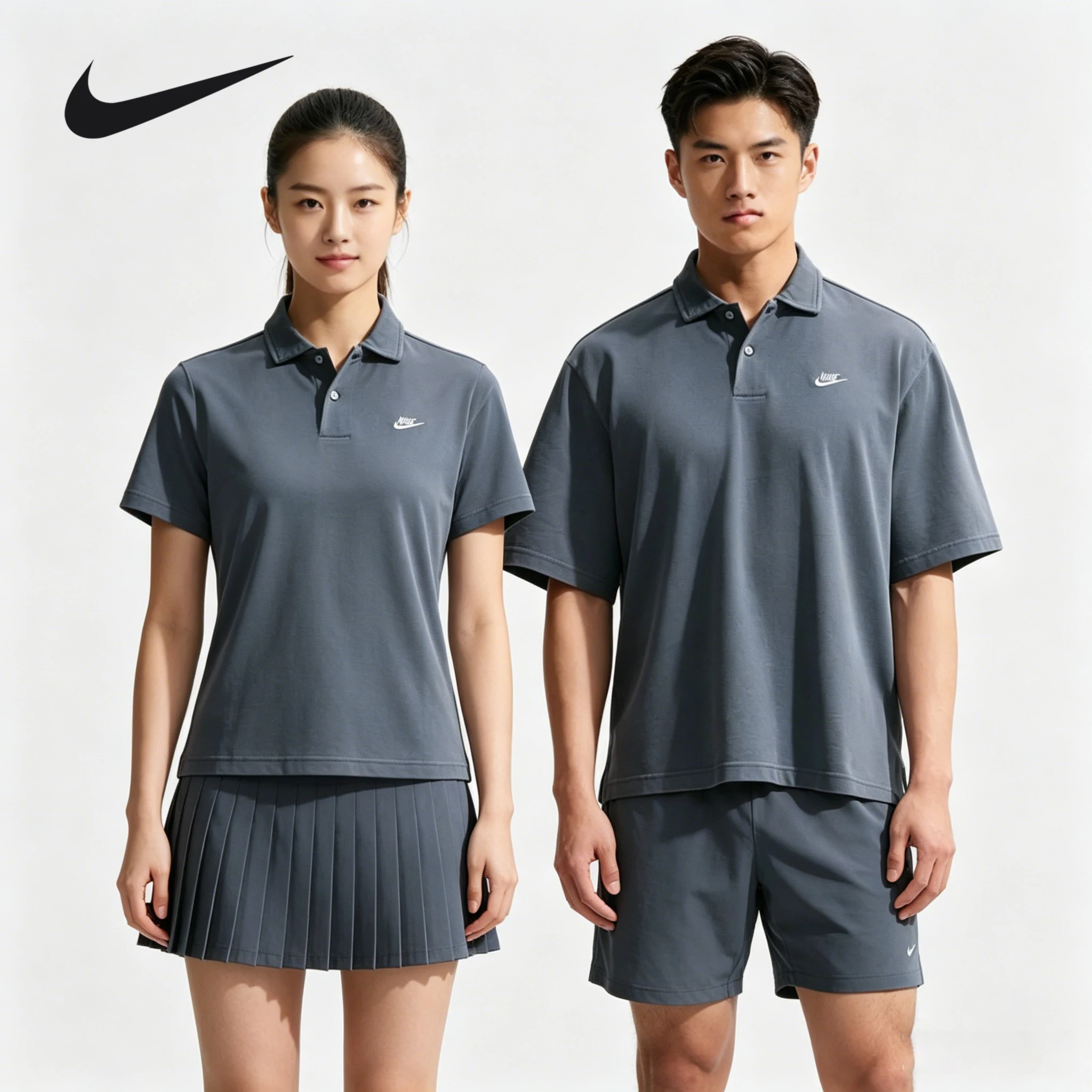 NIKE Camiseta masculina de verão, novo estilo, gola esportiva de golfe, camiseta polo de manga curta, 2 peças IF0732-451 + IF0732-451