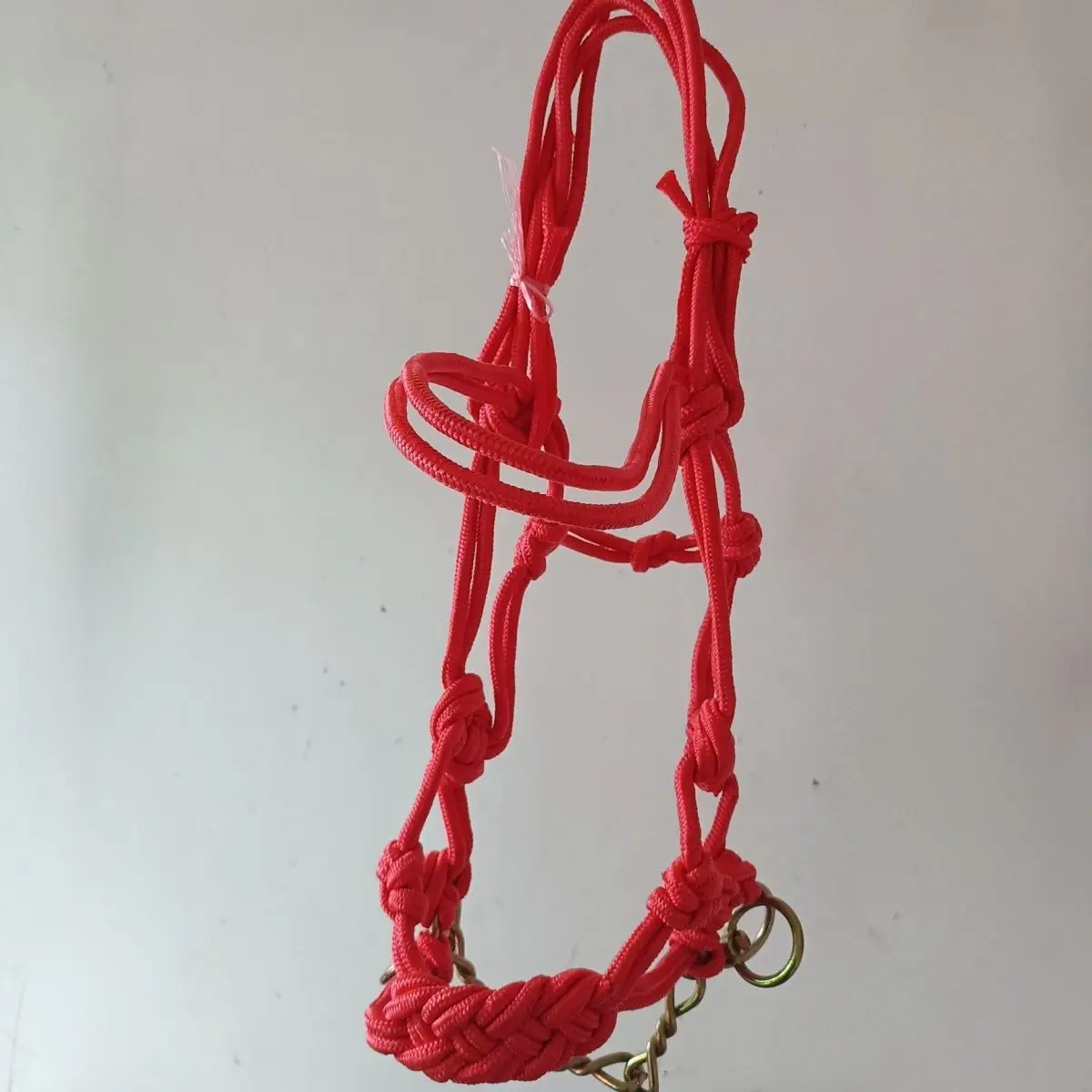 

Hand-Woven Custom Red Horse Halter with Chain