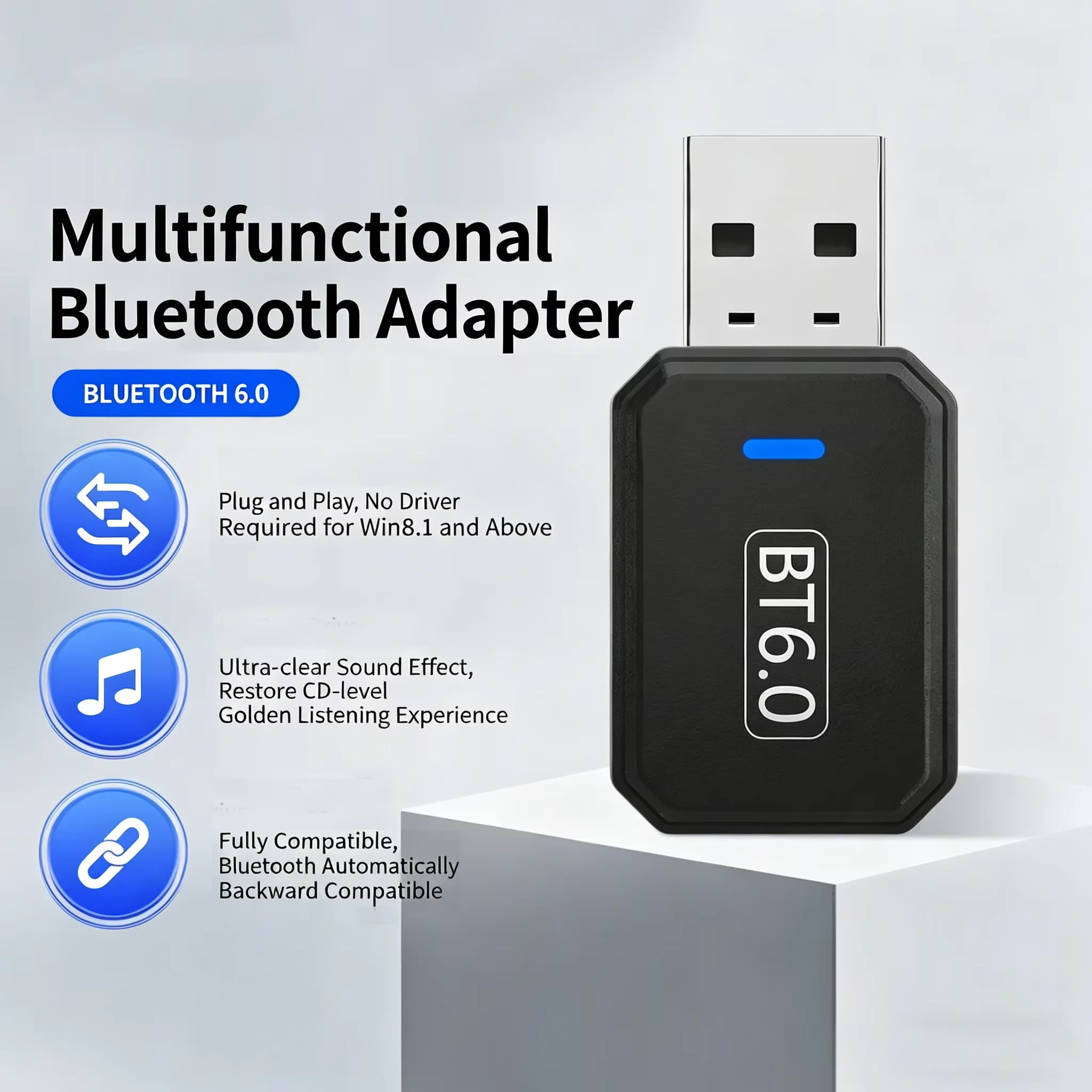 

KEBIDUMEI USB Bluetooth Adapter Bluetooth 6.0 Dongle Driver free for PC Win11/10 Bluetooth Receiver Transmitter for Keyboard