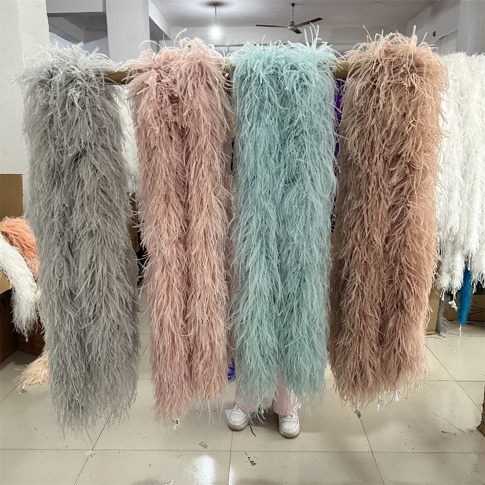 

10PLY Thickness Colored Ostrich Feather Boa High Quality Real Feathers Handmade Shawl,Scarf,Boa ostrich feather boa 10 ply