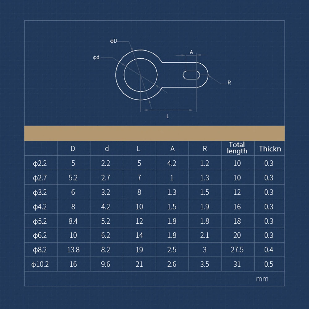 M2.2-M8.2 Single Head Soldering Terminal Solder Tag Lug Ring Connector Terminal