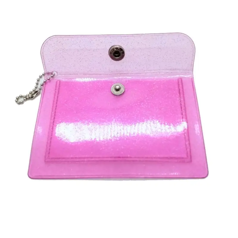 1 Stück Mini-Kartenhalter aus transparentem PVC, Schlüsselanhänger, glitzernde, transparente Münztasche, Geldbörse mit Druckknopfverschluss für Kopfhörer, Schmuck und alltägliche Aufbewahrung. – Detail 5