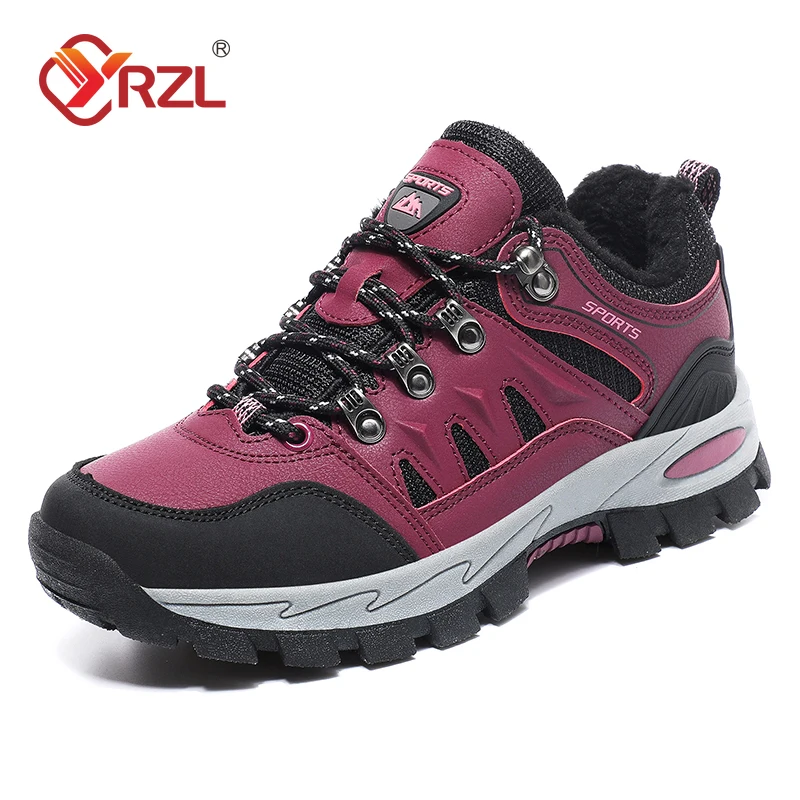 

YRZL Outdoor Hiking Boots Winter Women Men Shoes Snow Boots Non-slip Warmth Comfortable Work Ankle Shoes Trekking Mountain Boots