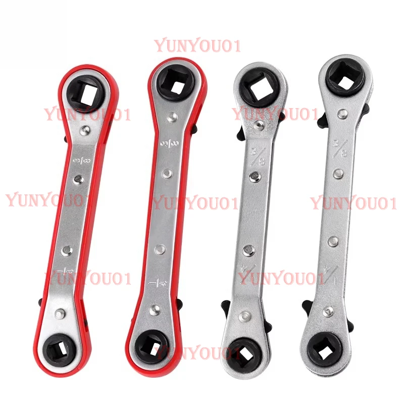 

Набор ключей для обслуживания холодильного оборудования: двусторонний квадратный ключ-трещотка, быстрозажимной ключ для клапанов кондиционеров, 2 шт.