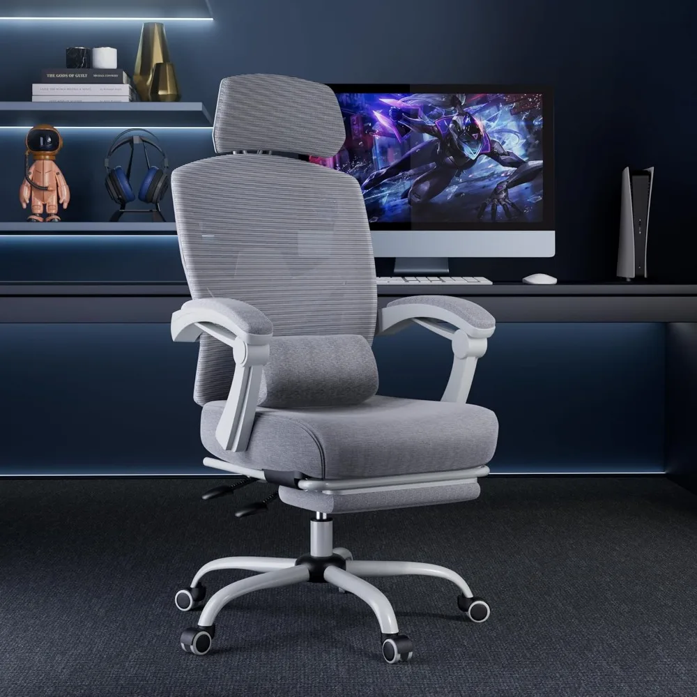 

Home Office Desk Chair with Footrest, High-Back Mesh Rolling Swivel Reclining Chairs with Wheels, Comfortable Headrest