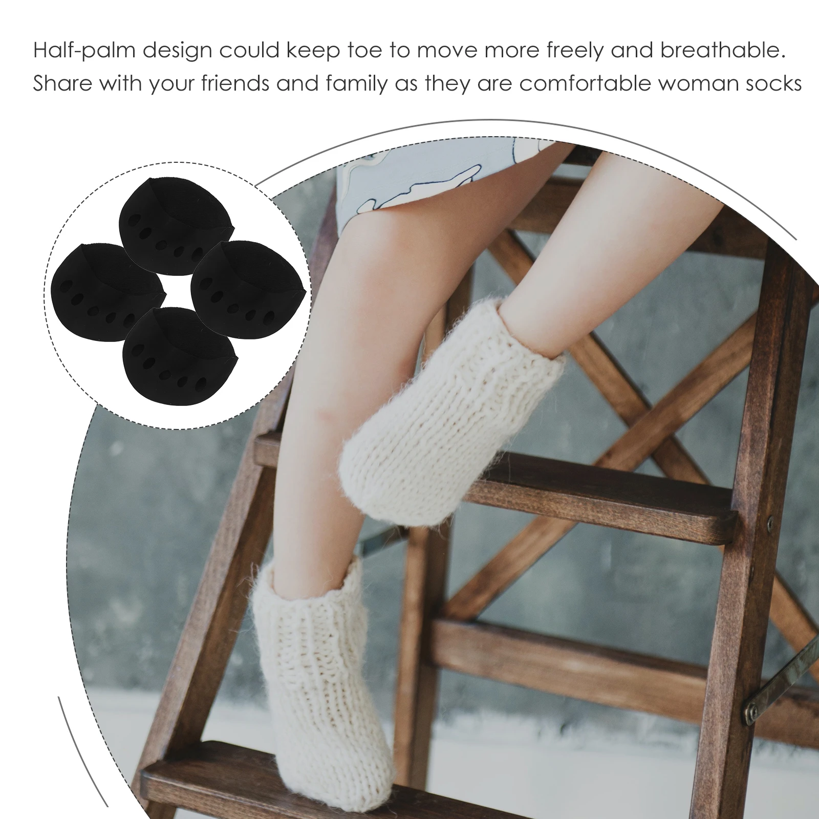 

Invisible Half Socks Forefoot Cushions Non Slip Lightweight Black Sponge Women Toe Protectors Comfortable Sweat Absorption