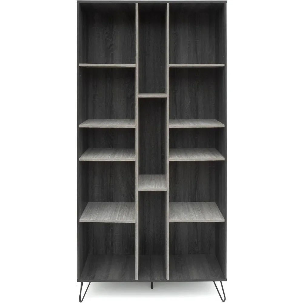 Modern Two-tone Faux Wood Bookshelf Book Cabinet Desk Organizing Storage Locker Bookcase for Room Shelf Organizer Shelving Home