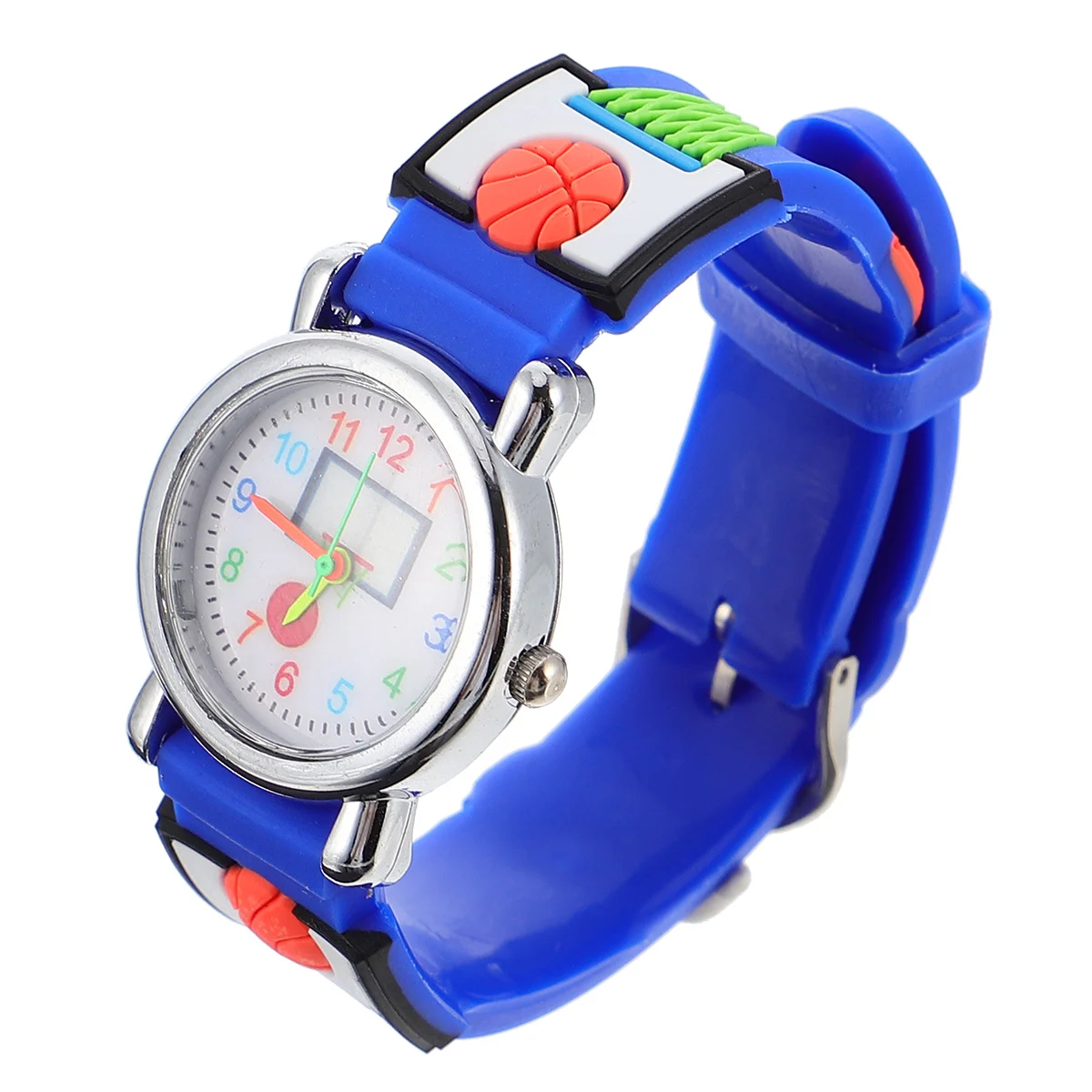 ساعة بنمط كرة السلة كارتونية ثلاثية الأبعاد مقاومة للماء مريحة لوقت التعلم