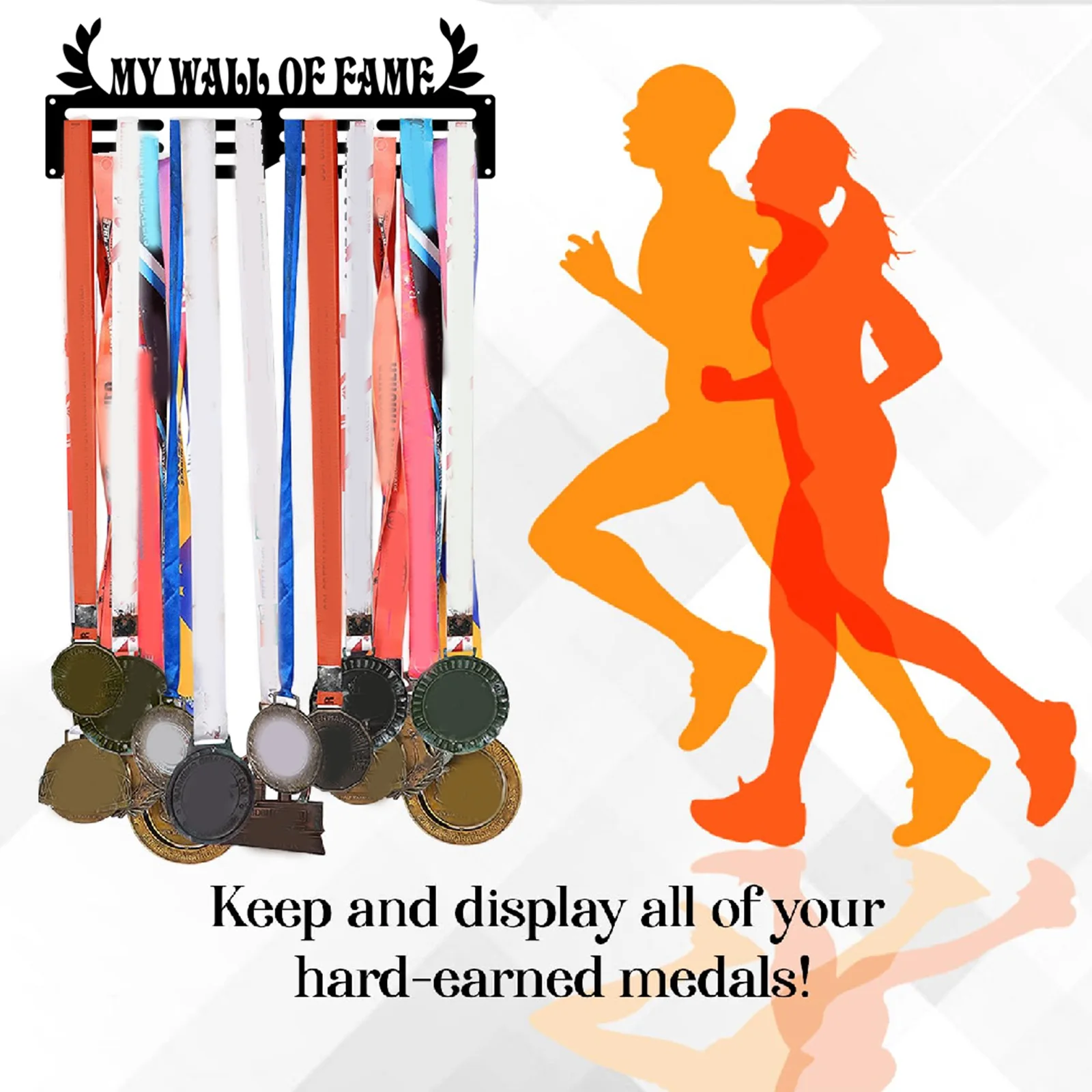 Medal Hanger Wall Mounted Metal Award Ribbon Organizer for Sports Award Sports Race Runner Gymnastics Plaques Sports Medals