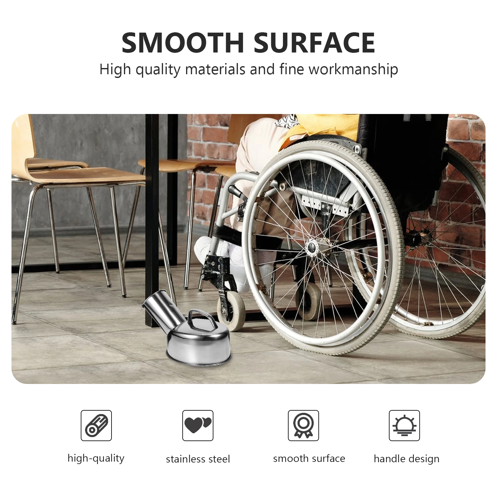 

Stainless Steel Bottle For Men Reusable Portable Male Potty Durable Smooth Handle Easy Carry Home Hospital Use Chamber Pot Male