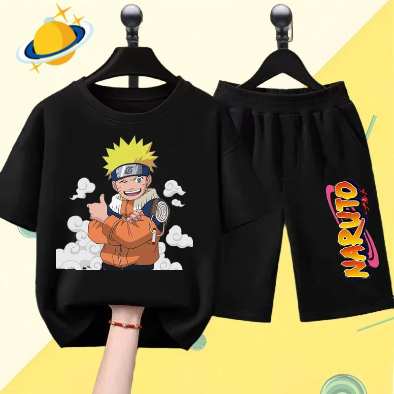 Cartoon Anime Naruto Kids t-shirt Set ragazzi ragazze Blazer Casual pantaloncini a maniche corte Harajuku stampato baby shirt estate y2y