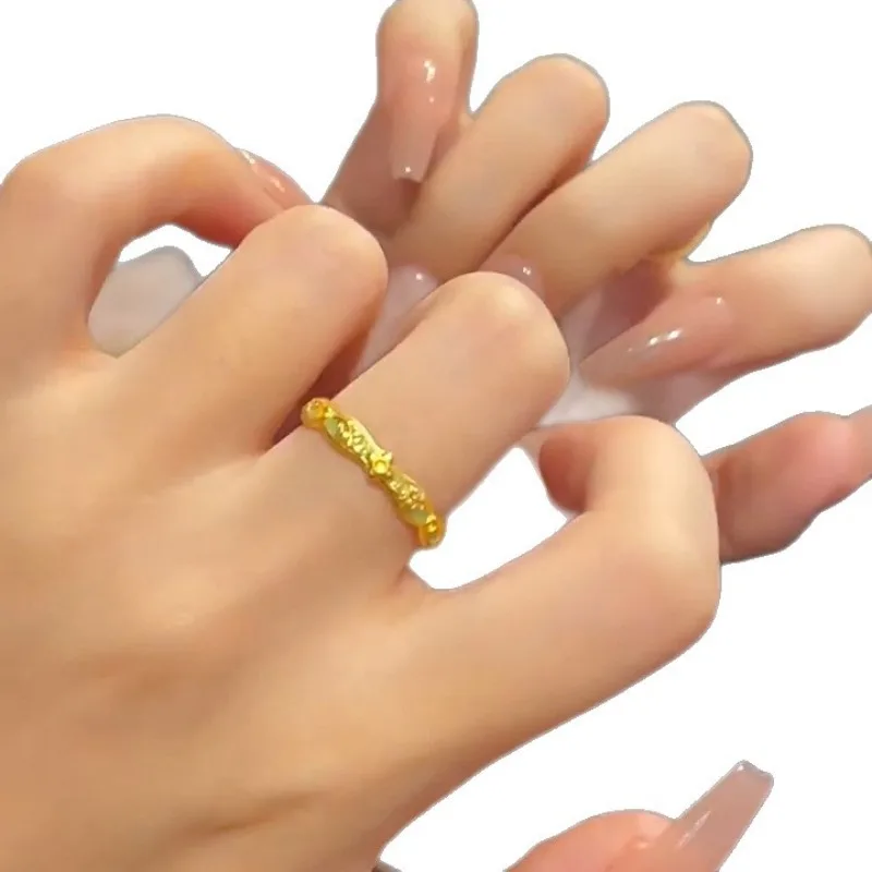 Xiaohongshu نفس المينا الذهبية الجديدة ذات الحلقة المفتوحة ذات الإضاءة الرجعية الفاخرة والمجوهرات الراقية الرائعة #5