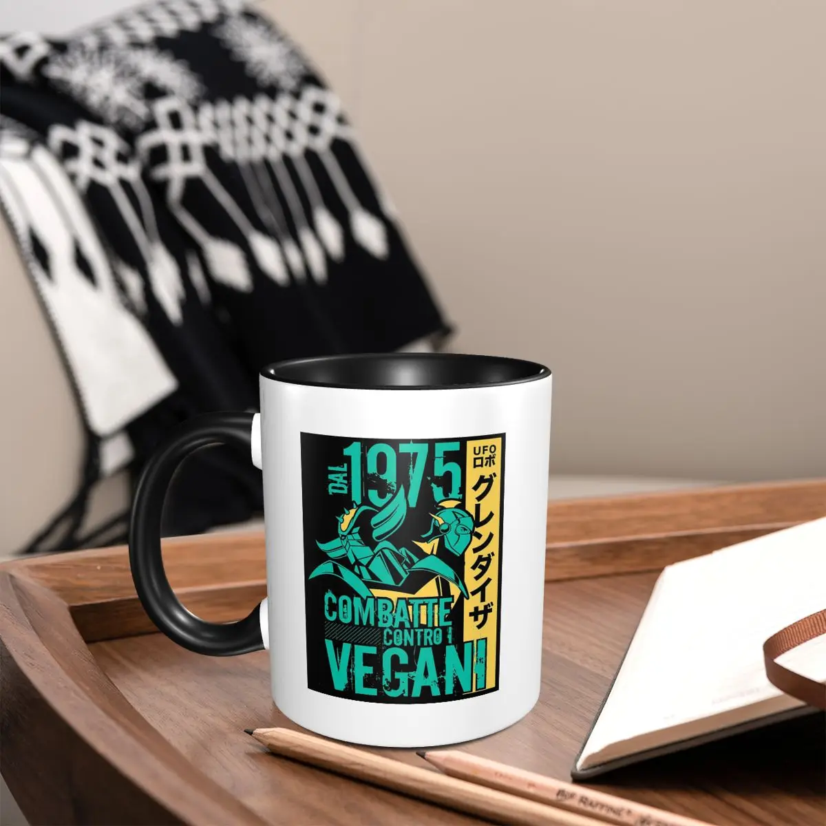 Grendizer Vegans UFO Robot Goldrake Mug Funny Ceramic Coffee Cups Tea Mugs Milk Cup Drinkware Gift for Friends