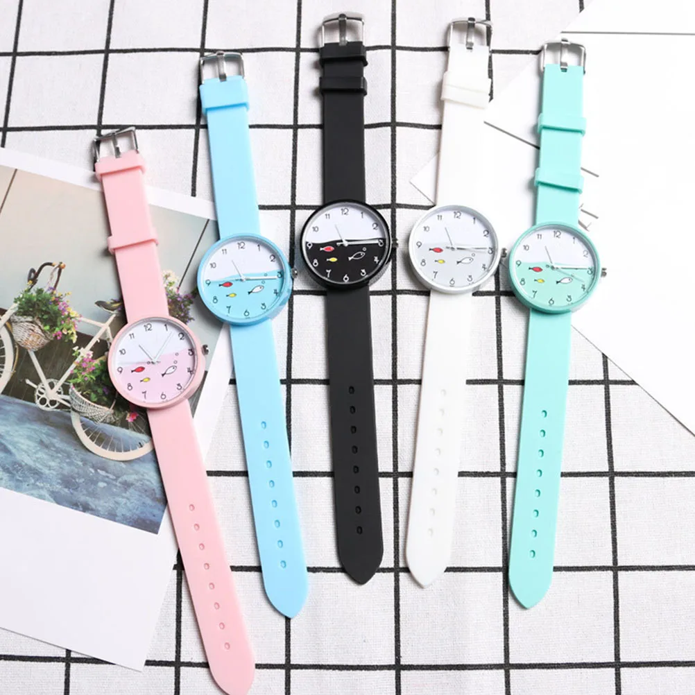 

Cute Cartoon Quartz Watches for Girls Students Kids Black Decor Soft Toddler Wristwatches Precise Timekeeping