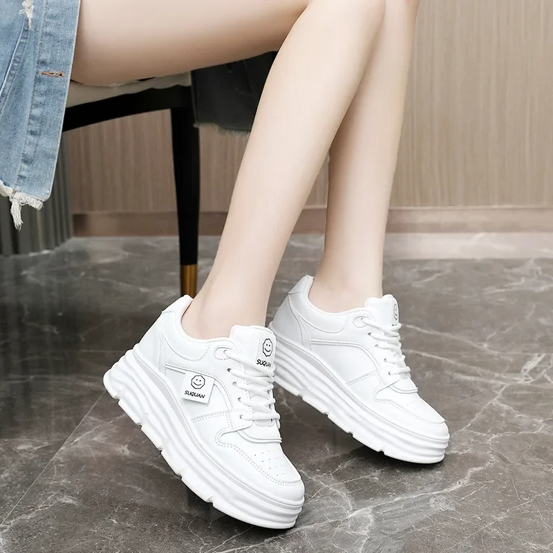 Trend All-match Woman Small White Shoes Autumn Breathable Comforts Increase Casual Shoes Female Sneakers Street Skateboard Shoe