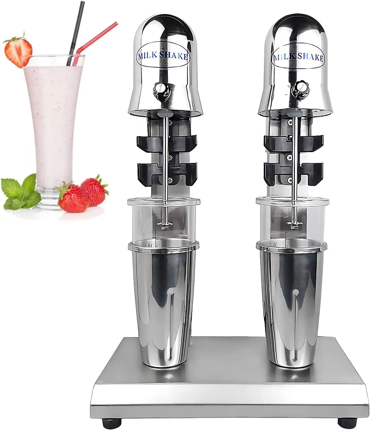 110V Commercial Double Heads Milk Shake Mixer Stainless Steel Electric Milk Shaking Machine Milkshake Maker Silent Milkshake Mak