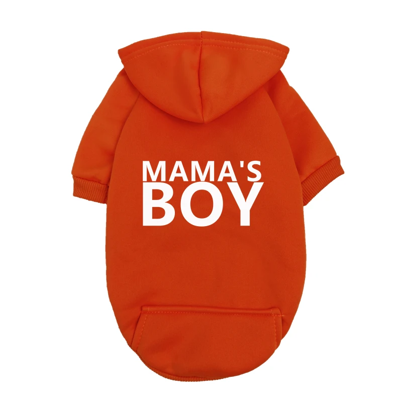 Ropa para perros pequeños con estampado "Mama's Boy" - Sudadera con capucha de forro polar para mascotas Chihuahua Yorkshire Terrier - Ropa para cachorros_voghion.com