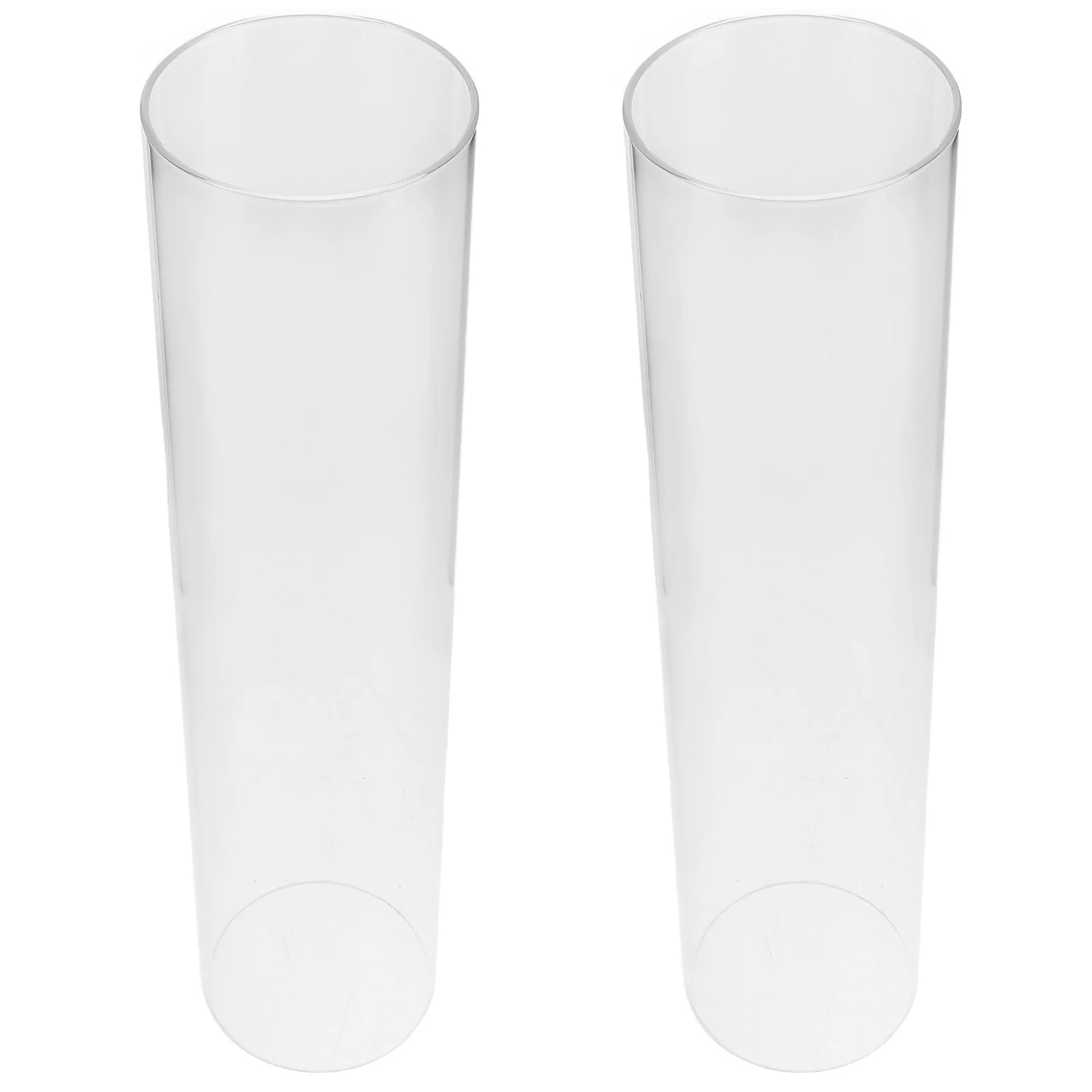 

2Pcs Glass Hurricane Holder Clear Windproof Cylinder Cover Tall Pillar Sleeve Romantic Outdoor Home Decor
