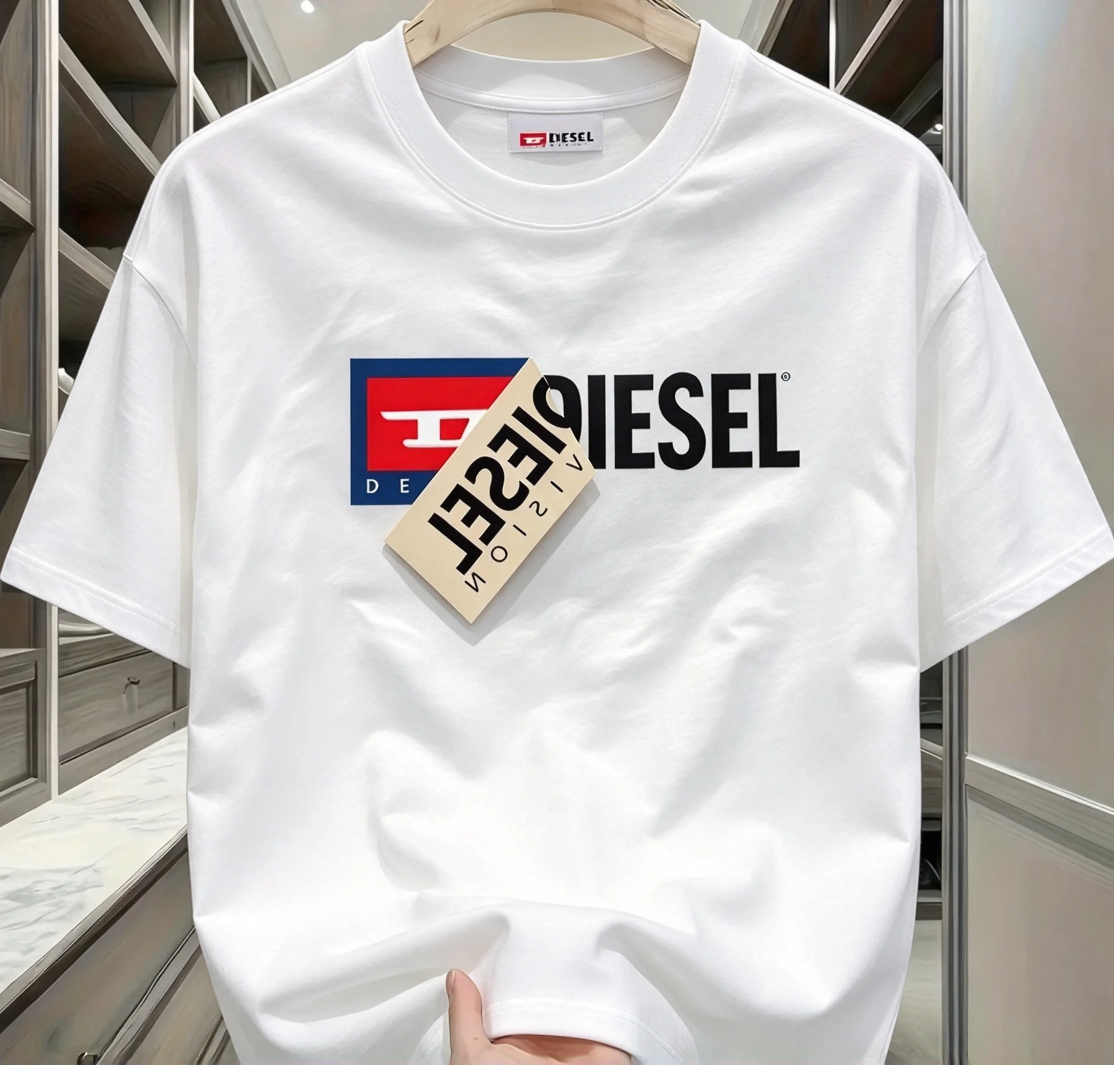 2026 Retro Box Letter Graphic T-Shirt Men Women, Vintage Square Emblem Text Art Print Short Sleeve Casual Loose Summer Tee