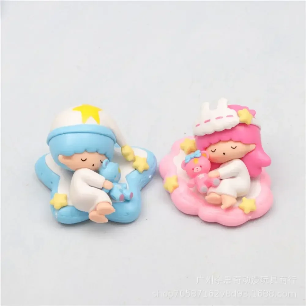 6 Stuks Kawaii Anime Sanrio Slaapserie Melodie Kuromi Pompompurin Kleine Tweelingsterren Cartoon Actiefiguren Speelgoed Ornament Cadeau