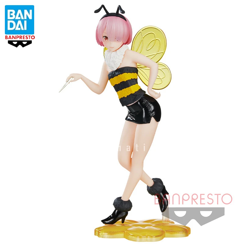 In Stock 100% Original BANPRESTO Bandai Glasses Factory Life in A Different World From Zero Ram Bee Genuine Kawaii Adult Gifts