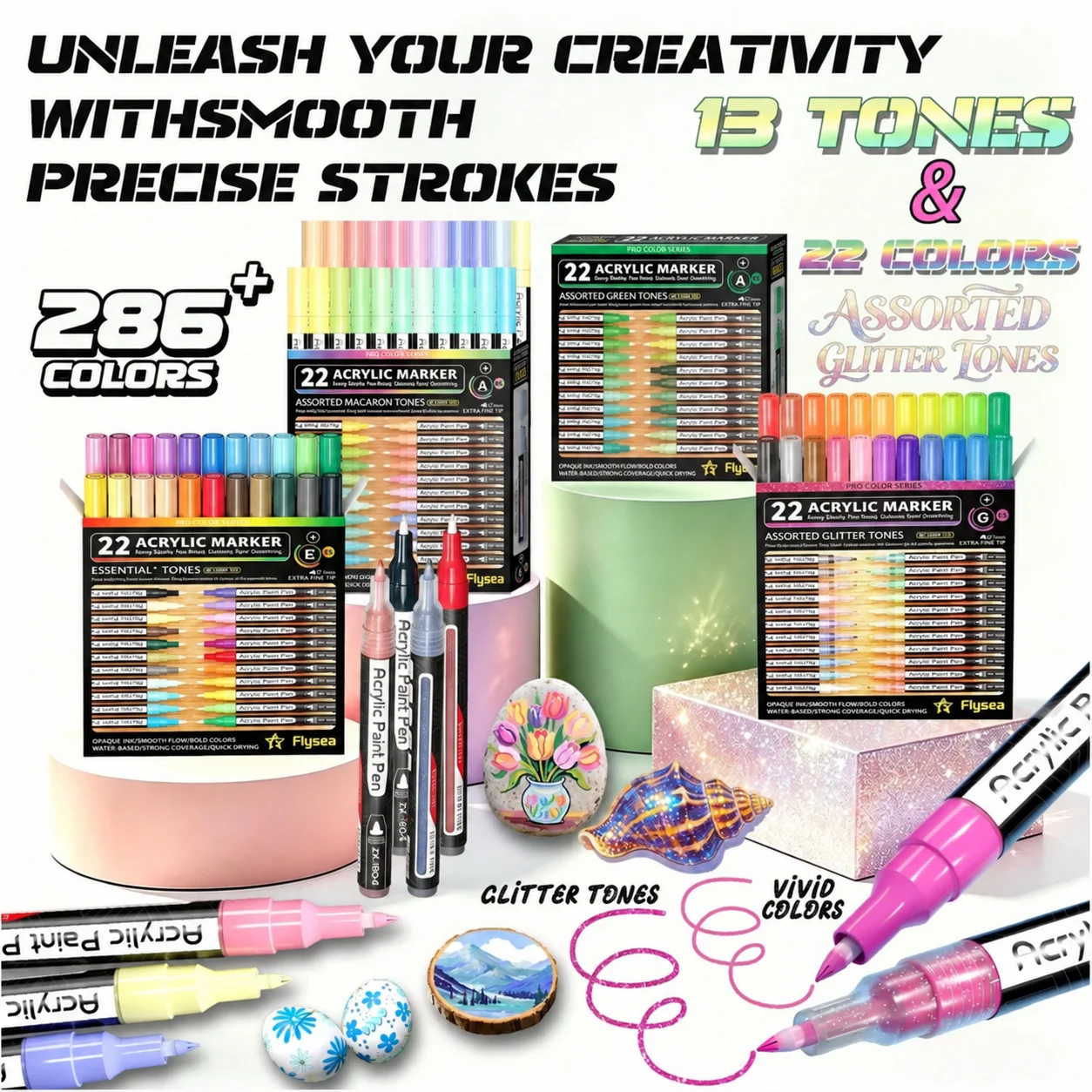 Copic Marker Classic - ปากกาสีอะคริลิก Flysea มี 22 สี หัวปากกาขนาด