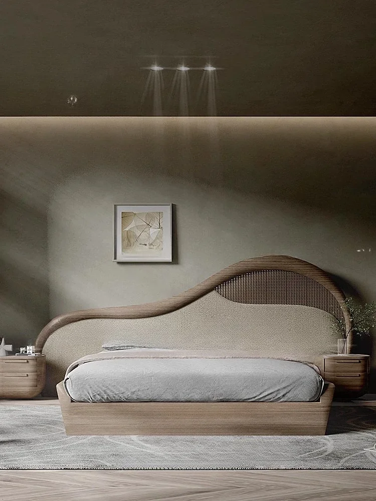 Cama medieval de madera maciza, grande, b ed, cama doble medieval grande be d nogal