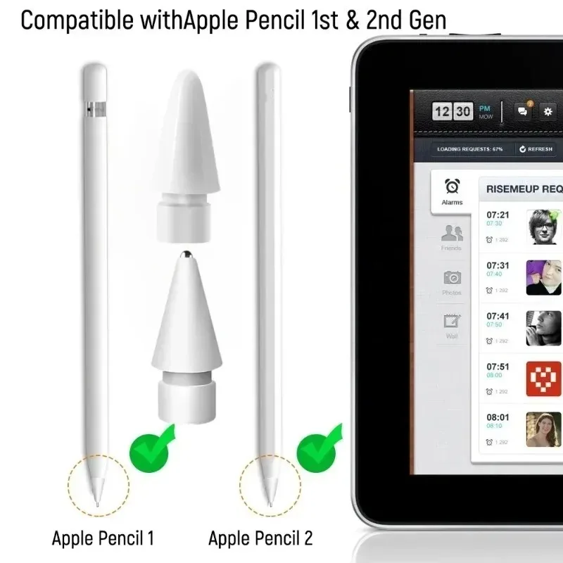 Upgraded Pencil Tips for Apple Pencil 1 2 Replacement Wear-resistant Stylus Pen Tips for IPencil with Precise Control Spare Nibs