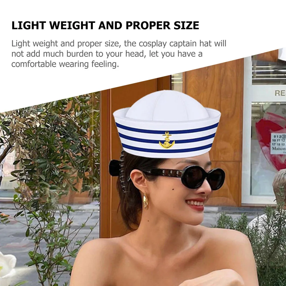 

2 Pcs Sailor Hat Sailors Hats Adjustable Captain Polyester (polyester Fiber) Adult Man