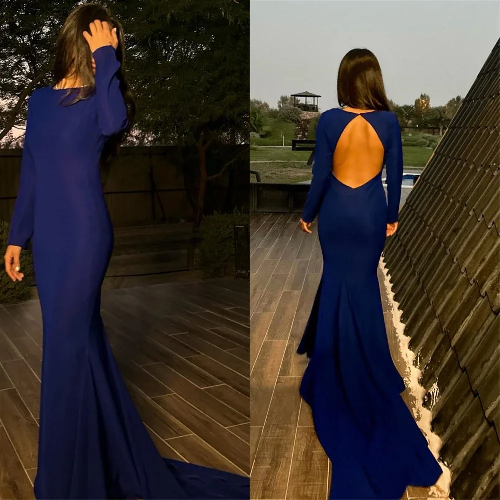 Exquisite Matching Sexy High quality Elegant Jersey Straight Scoop Neck Long Dresses Prom Dresses Fashion Retro Formal Simple