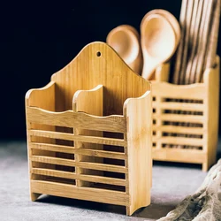 Bamboo Cutlery Storage Rack Chopsticks Cage Cutlery Holder Kitchen Organizer Spoon Chopsticks Flatware Drying Rack Kitchen Tools