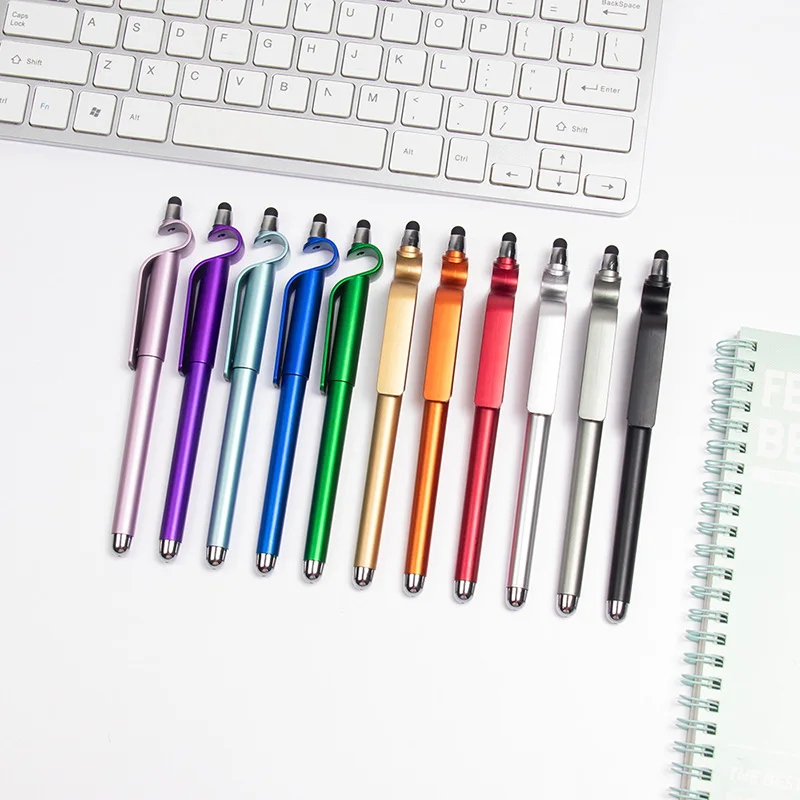 100pcs Capacitive Touch Screens Universal Stylus Ballpoint Pen Phone Stand 3 in 1 Pens For Tablet Laptop Promotion Gifts