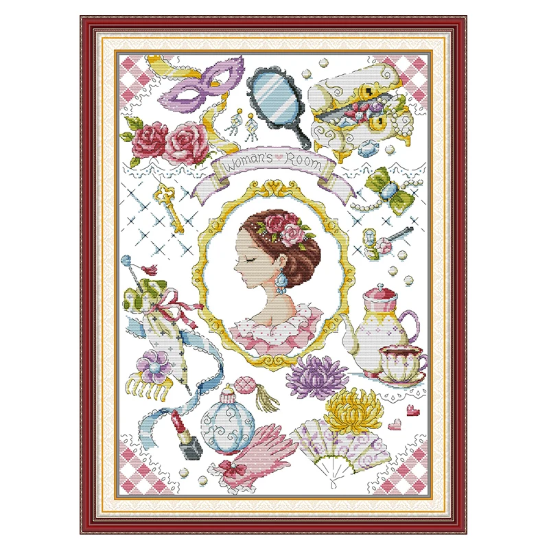 Lady's Chamber Patterns Counted Cross Stitch Set DIY 11CT 14CT 16CT Stamped DMC Cross-stitch Kit Embroidery Needlework Crafts