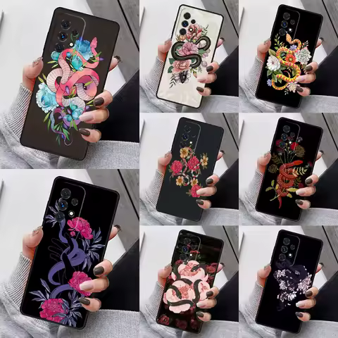 Flower snake Phone Case For Samsung Galaxy S23 S21 S20 FE S24 S22 Ultra Note20 S10 S9 S8 Plus A40 A52 A12 A13 A53