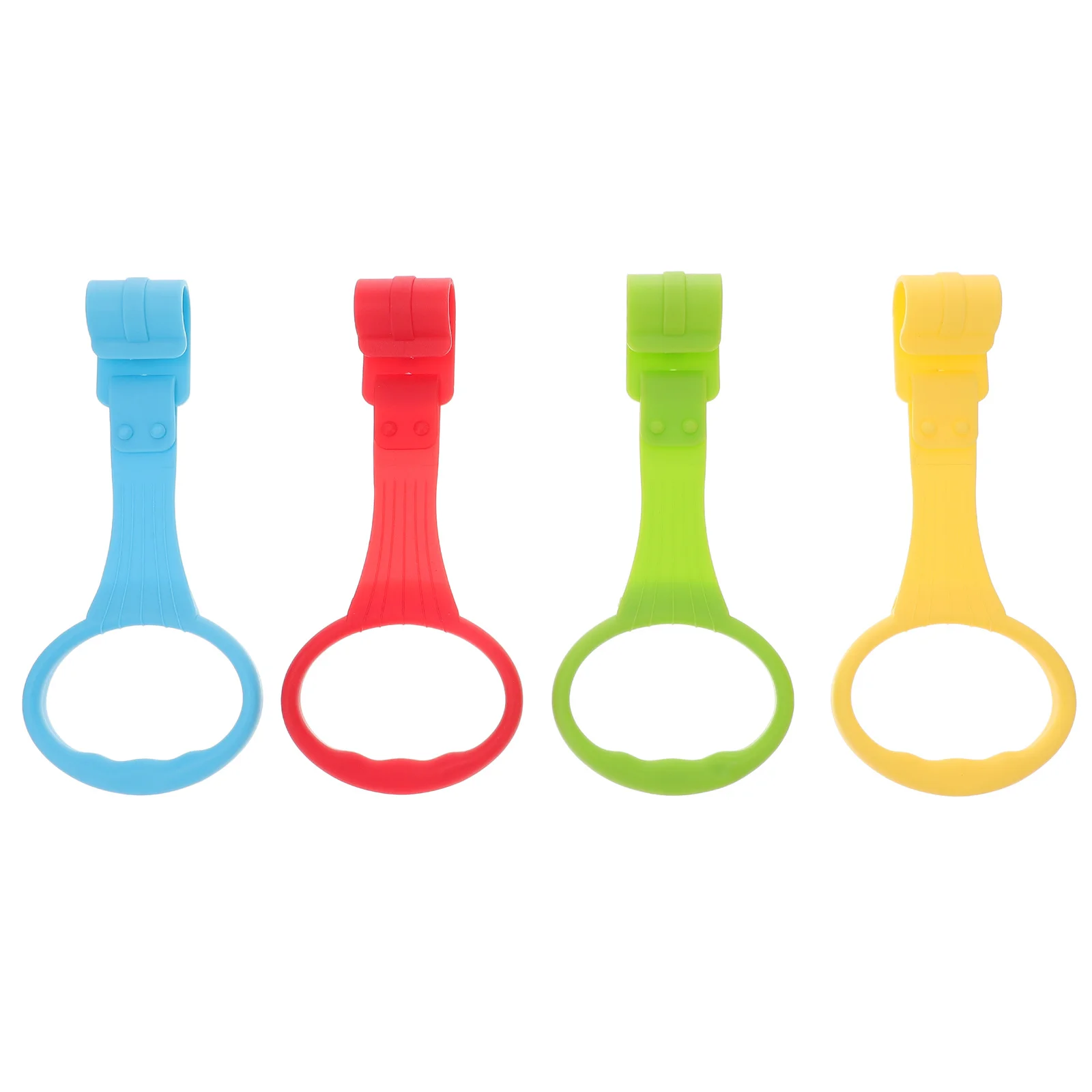 4 Uds. Anillos de tracción para bebé, anillos de seguridad portátiles de pie, Clip de borde liso en la cama de bebé, cuna de guardería, herramienta de entrenamiento infantil, colores brillantes