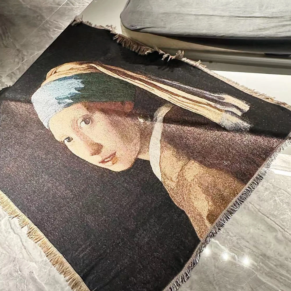 World Famous Blanket Oil Painting Johannes Vermeer Girl With A Pearl Earring The Milkmaid Oil Painting Sofa Blankets Sofa Cover