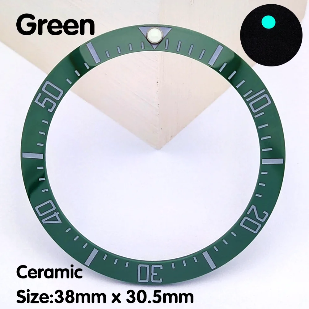 38mm Sloping Ceramic Bezel Luminous Night Vision Bezel Scale bezel Watch Parts Replacement Accessories High Quality Bezel