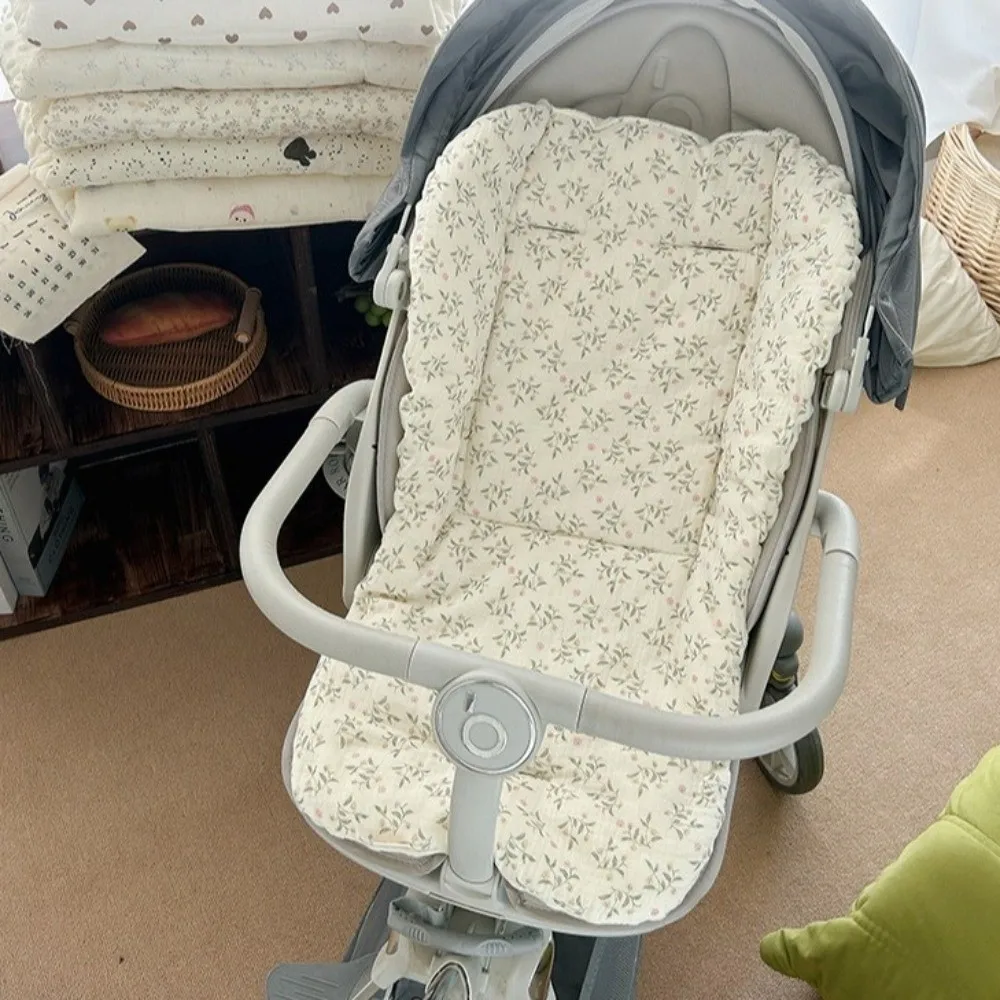 Soft Baby Stroller Seat Cushion Comfortable Breathable Stroller Accessories Cartoon Pattern Machine Washable