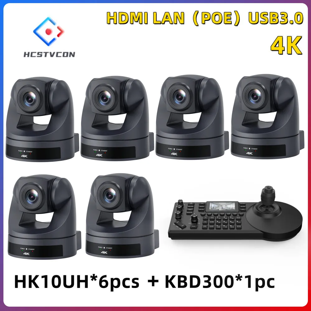 4K PTZ Camera with 1pc Joystick Controller Kit 20X Optical Zoom USB3.0 LAN HDMI for Church Business Meeting Live Streaming