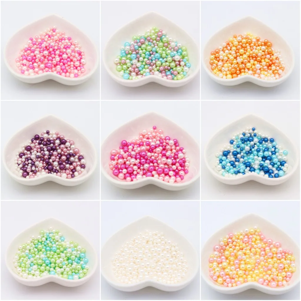 3/4/5mm Colorful Round ABS Imitation Pearl Bead No Hole Handmade DIY Nailart Necklace Bracelet Jewelry Making Accessories