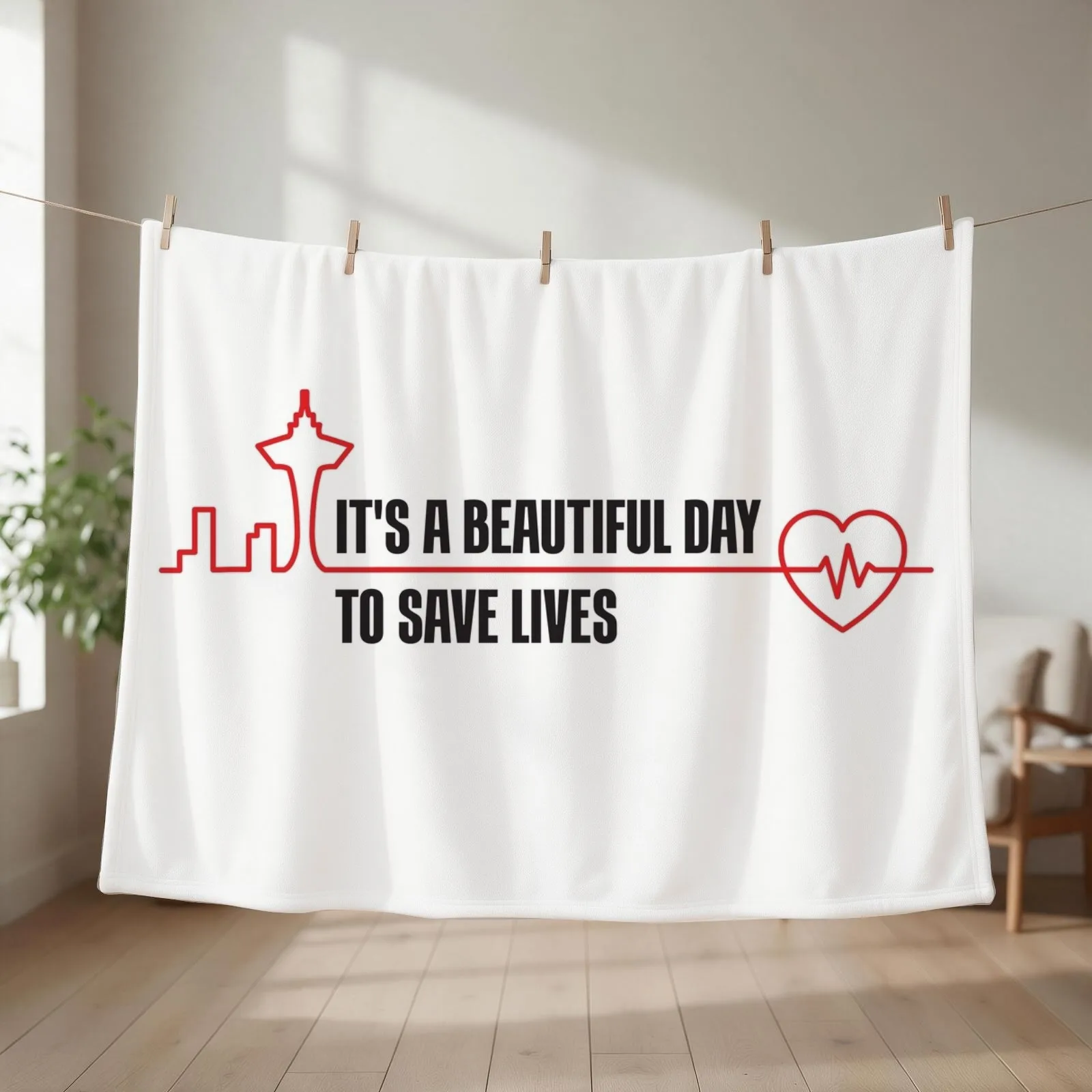 Ita??s a Beautiful Day to Save Lives Throw Blanket couch cozy soft plush fuzzy picnic outdoor blanket