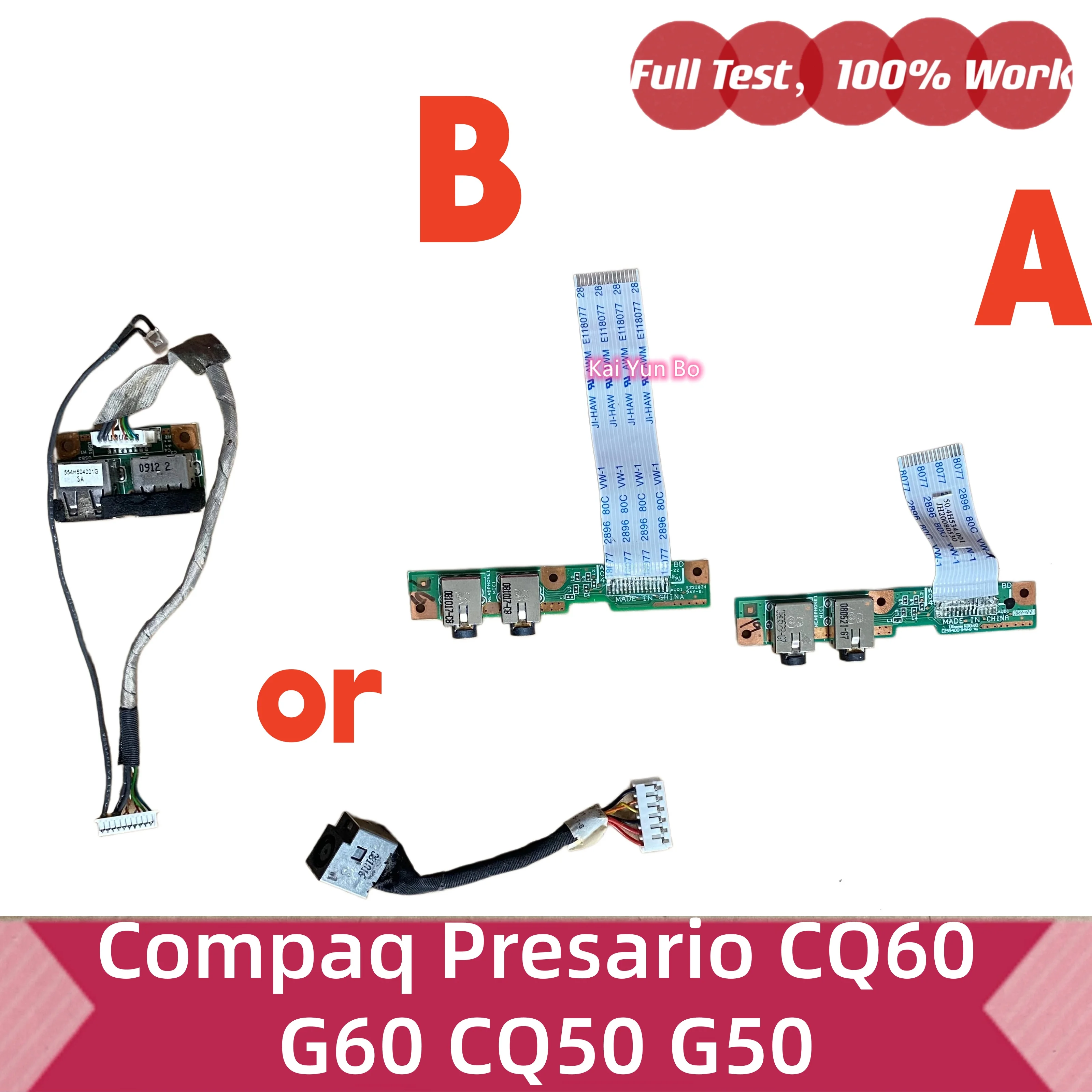 07597-3 48.4H504.031 48.4H502.031 011 07595-3 1 Placa de Áudio com Porta de Entrada DC e Cabo, Placa com Portas USB Duplas para HP Compaq Presario CQ60 G60 CQ50 G50 50.4H551.001