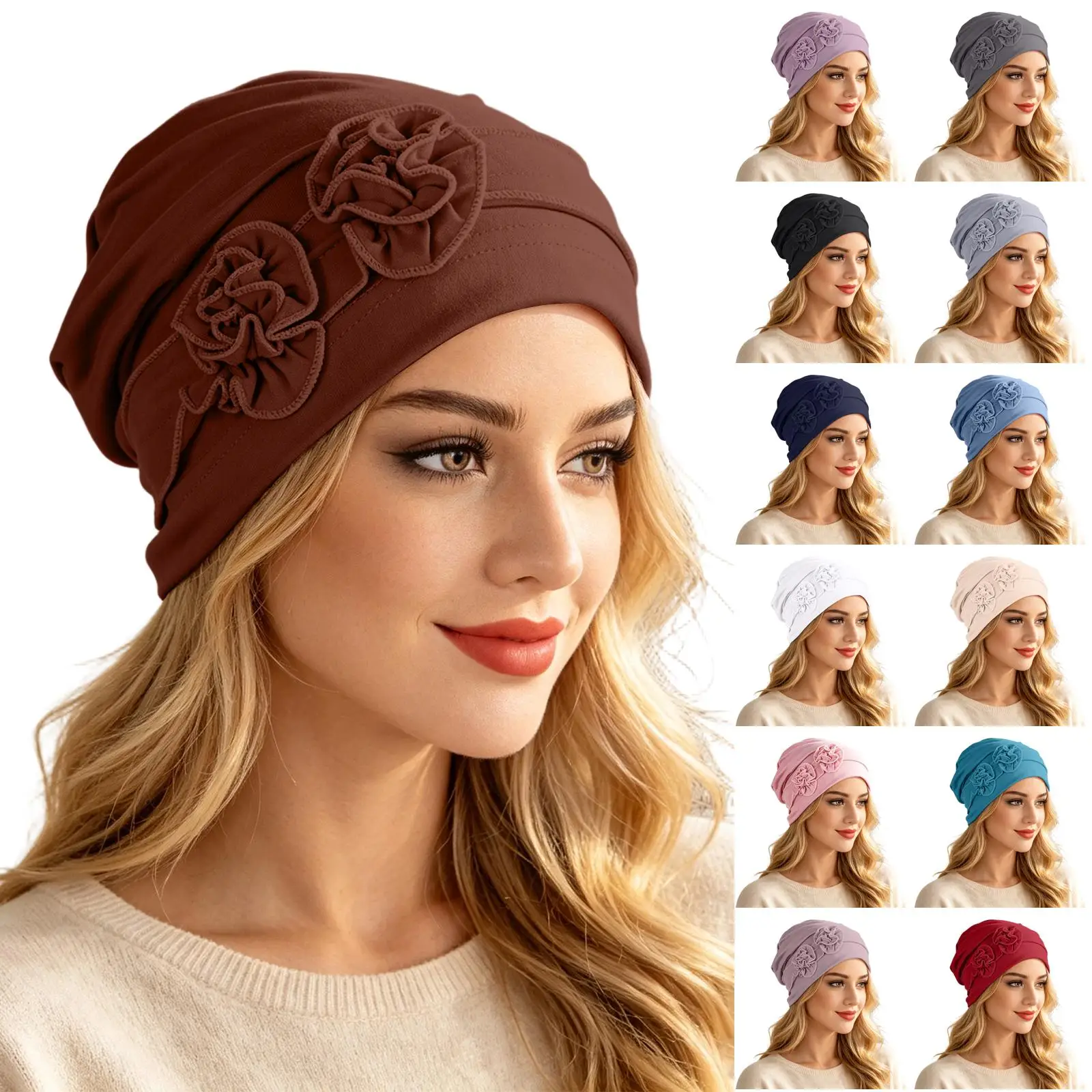 Multicolor Flowers Hijab Cap Ramadan Woman Muslim Fashion Turban Bonnet Instant Head Wrap Women Caps