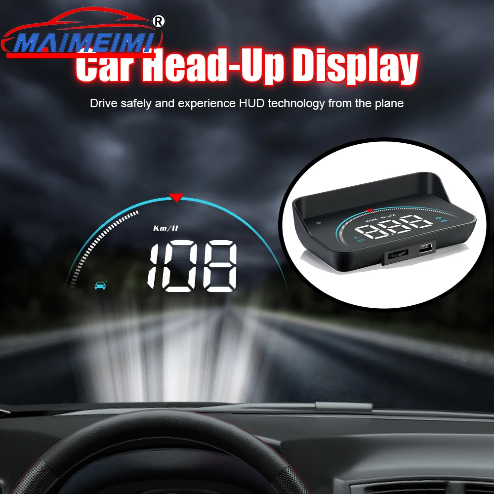 New HUD Car Head Up Display OBD2 Speedometer Clock Water Temperature Volt KM/h MPH Auto Electronics Windshield Projector