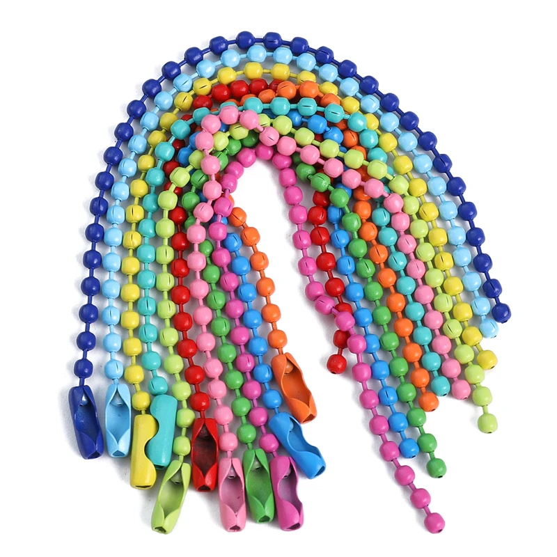 10pcs DIY Ball Bead Chains Sliver Colorful Fits Key Chain/Dolls/Label Hand Tag Connector for Jewelry Making Pendant Accessorise