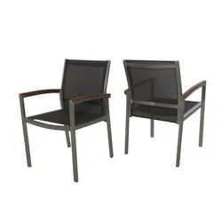 Garden Outdoor Wicker Dining Chair with Aluminum Frame Set of 2