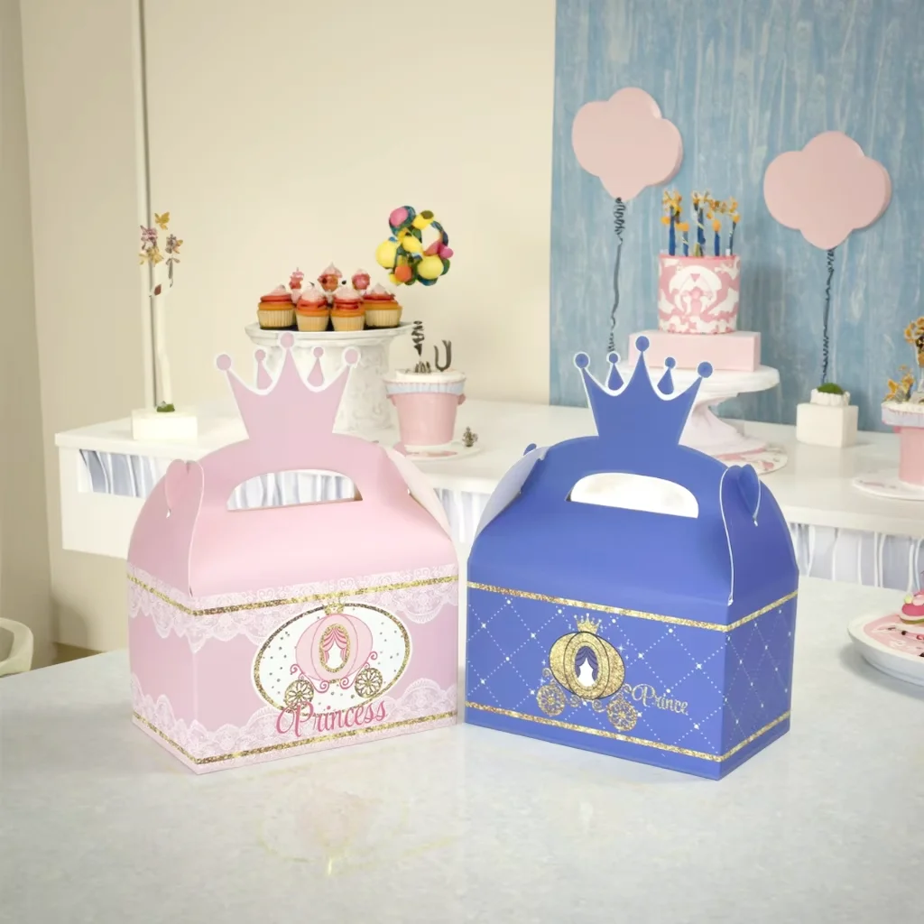 12PCS Prinzessin Prinz Geburtstag Thema Party Geschenk Süßigkeiten Kuchen Handheld Box – Detail 2