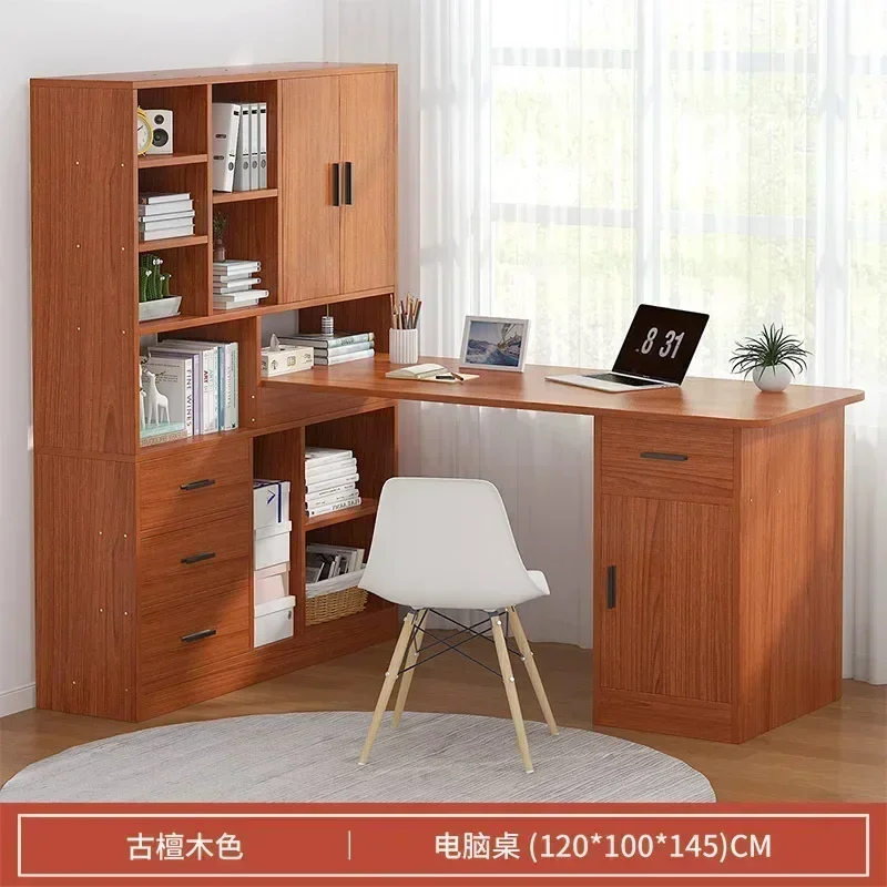 Computer Desk Bookshelf Integrated Shelves Drawers Large Laptop Home Bedroom Student Study Writing Desk Simple Office Table