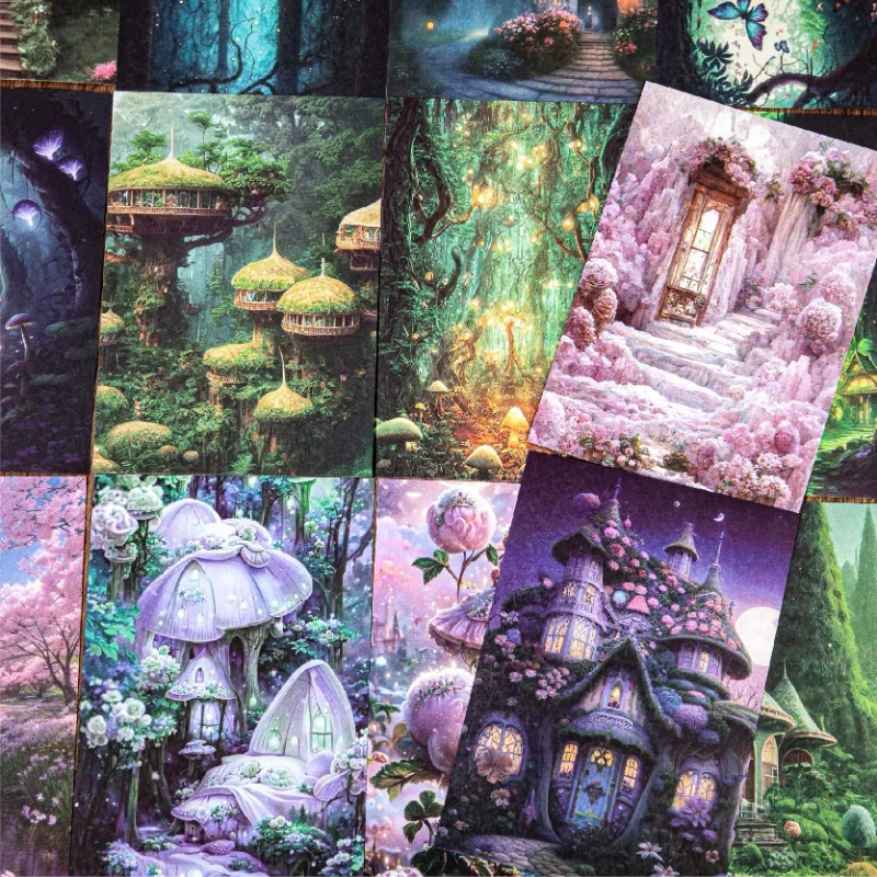20 Pcs Vintage Dreamy Forest Decorative Paper Scrapbook Handbook DIY Journal Material Collage Aesthetic Stationery Art Supplies