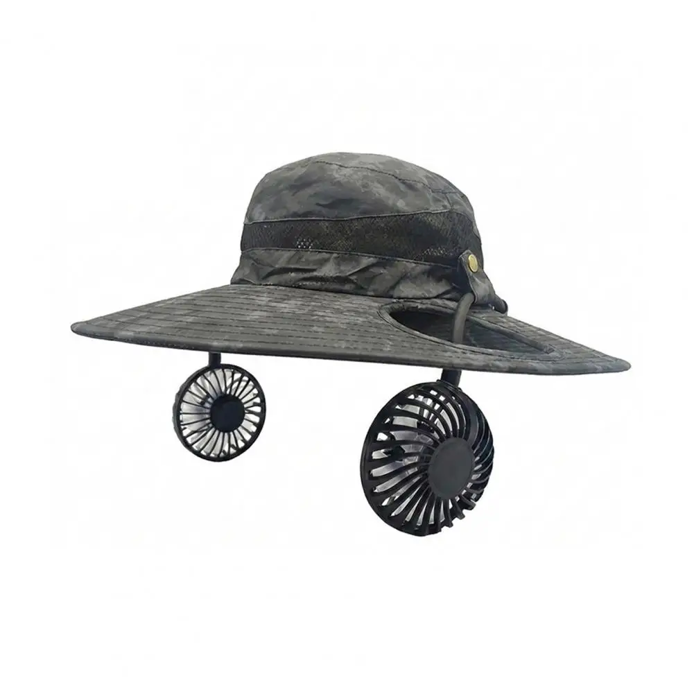 Breathable Uv Protection Visor Solar Hat for Men Solar Fan Hat with Dual Solar-powered Fans Upf 50 Wide Brim Sun for Outdoor